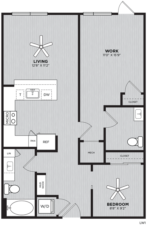 a floor plan of a two bedroom apartment at the residences at silver hill in suitland,